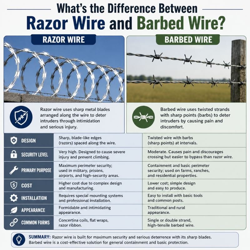 whats the difference between razor wire and barbed wire